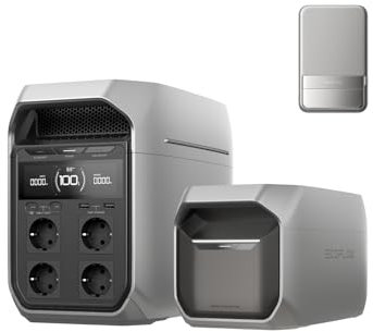Estación eléctrica portátil EF EcoFlow DELTA 3 Plus con batería adicional, 2k Wh de capacidad, energía de respaldo ampliable para acampar, emergencias en el hogar