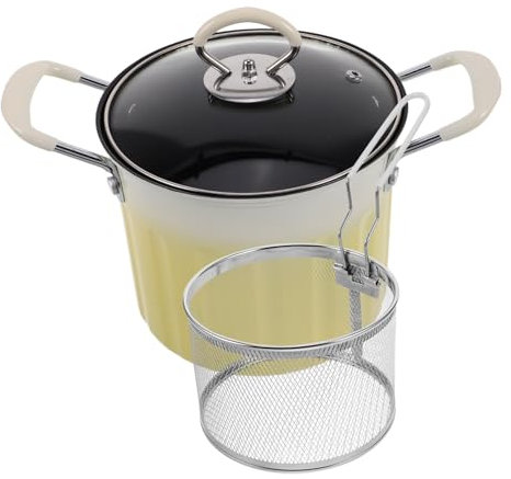 Amosfun Friteuse à Tempura Japonaise Marmite avec Couvercle et Panier-passoire pour Cuisiner Fruits de Mer et Frites