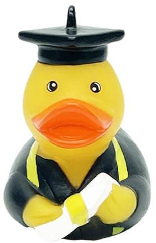 GXGM Canard en Plastique, Canard de Bain Universitaire avec diplôme | avec Chapeau de Docteur | Cadeau pour Les examens de Fin d'études universitaires | Jaune, 1 pièce