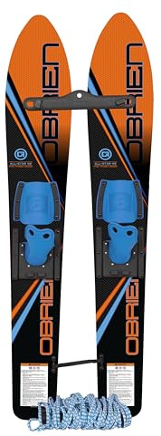 O'Brien All-Star Water Skis with Trainer Bar & Rope— Combo Waterskis for Kids & Beginners Learning to Ski