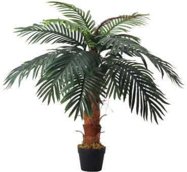 Warmiehomy Kunstpflanzen Groß 180cm Künstliche Palme im Topf Grün Plastikpflanzen Fake Palm Tree Faux Pflanze für Indoor Outdoor Modern Decor, 1 Stück