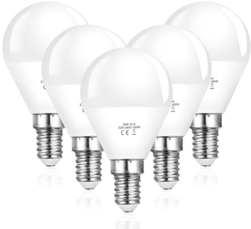 Vicloon 5 Stück E14 LED Lampe G45,LED Birne 6W 600 Lumen ersetzt 40W Glühlampen,3000K Warmweiß, AC 220V-240V,Nicht Dimmbar Energiesparlampe