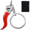 Porte-clés pour femmes et hommes, en acier personnalisé avec pendule corne, porte clef pendentif poivre rouge, en alliage, pour toutes les occasions, idée cadeau en acier