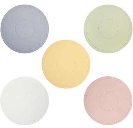 Marjoramy 5 Stück Topfuntersetzer Silikon Rund 15 cm, Untersetzer Topf rutschfeste, Runde Pfannenuntersetzer, Topfuntersetzer Htzebeständig, Untersetzer Küche Silikon, Rundes Wärmedämmkissen 5 Farben