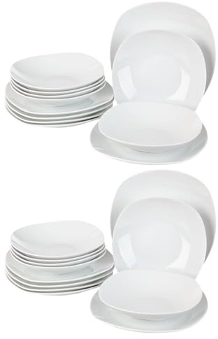 Home4You Tafelservice Geschirrset Tafel-Service - 24-tlg. (12 Personen) - Weiß - Porzellan
