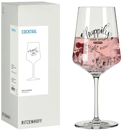 RITZENHOFF 8171008 Cocktail-Glas 500 ml, Serie Sprüche, lustig, happily ever after starts right now - Made in Germany