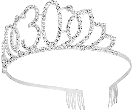 CALLARON Zahlenkrone für Damen Geburtstag aus Hochwertigem Material Elegant Kopfschmuck Haaraccessoires Geburtstagstortendekoration Silberfarben