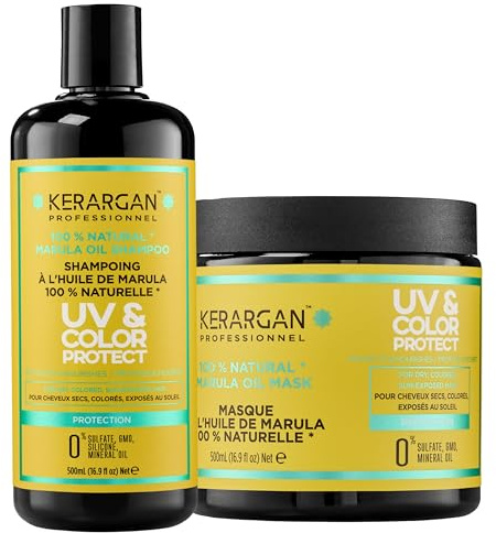 KERARGAN - Marulaöl Duo Shampoo & Haarmaske mit Farbschutz - 2x500ml | Shampoo und Haarmaske reinigen und pflegen trockenes oder gefärbtes Haar intensiv