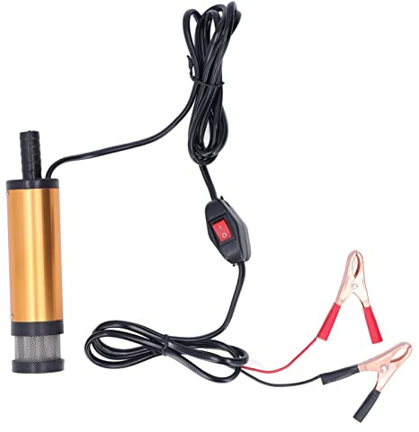 Electric Mini Portable Oil Pump with Filter Water Fuel Transfer DC 12V 38mm Gold