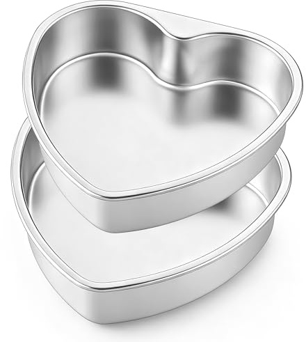 HaWare Herz-Kuchenform, 2 Stück, 20,3 cm, Edelstahl, herzförmiges Backform-Set, ideal für Valentinstag, Jubiläen, Hochzeit, Schichtkuchenform, gesund und ungiftig, spülmaschinenfest