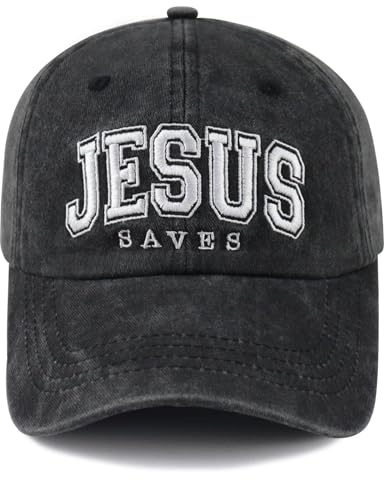 mukroiw Jesus Saves Hat for Women Men, Adjustable Cotton Embroidered Christian Faith Baseball Cap
