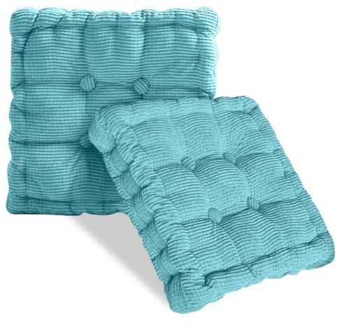 Umllpet Sitzkissen Outdoor, 2 Stück Stuhlkissen 40x40cm, Bodenkissen Sitzkissen, Dickes Matratzenkissen 10cm, Dicke Bodenkissen für Zuhause, Büro, Küche, Esszimmer, Indoor & Outdoor(Himmelblau)
