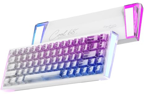 DAREU COOL68 Clavier Gaming 8K Hz Rapid Trigger, Précision RT de 0,01mm, 65% Filaire Clavier avec Magnétique Hall Effect Switches, Hot Swap, Gasket, 20 RGB Modes, Actionnement Réglable(Violet Aurore)