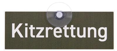 KITZRETTUNG Autoschild mit starkem Saugnapf – Premium Schild für Rehkitzrettung, Drohnenpiloten und Wildtierretter, grünes Aluverbund-Schild, UV- und witterungsbeständig, 18 x 6,5 cm