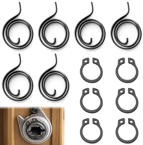 Yupaluz 12pcs Door Handle Springs Replacement,Interior Door Handle Repair Kit,Springs Coil 2.5 Turns& 6 Circlips Fit,Easy Installation Door Lock Internal Repair Set for Repairing Sagging Door Latch