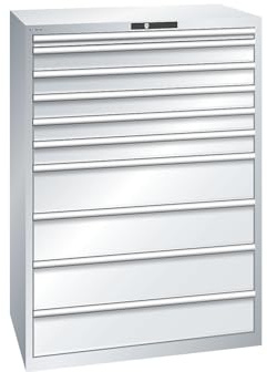 kaiserkraft | ESD-Schubladenschrank | BxTxH 1023 x 725 x 1450 mm | 10 Schubladen | Traglast 75 kg | lichtgrau