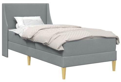 vidaXL Bettgestell mit Matratze mit Kopfteil Polyester, Moderne Bettgestell, atmungsaktives Material, Bequeme Schaummatratze, minimalistisches Design, platzsparend für Dein Schlafzimmer