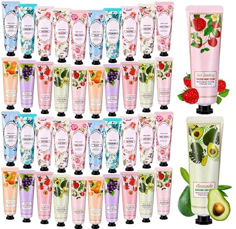 Handcreme Kleine Geschenke für Frauen – 40 Tuben à 30 ml, 10 Düfte, Handcremes Mini-set für Normale bisTrockene Hände, ideal als Weihnachtsgeschenke, Gastgeschenke, Hochzeitsgeschenke