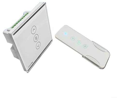 Touchscreen Fensteröffner Controller DC 24V, Wireless Fernbedienung bis 100m, AC 220V Eingang, 1-Kanal Elektrischer Schalter für Jalousien, Weiß 86x86mm