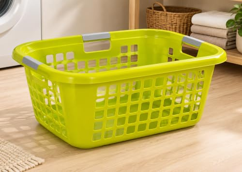 Wäschekorb Wäschewanne Plastik Kunststoff Korb Griffen (Kiwi)