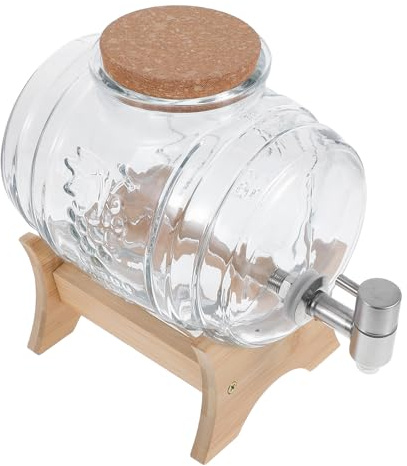 BESTOMZ Dispensador de Bebidas con Tapa Hermética de Vidrio de 101oz y Diseño Vintage, Barril de Vino con Excelente Sellado para Uso Diario y Elaboración de Vino