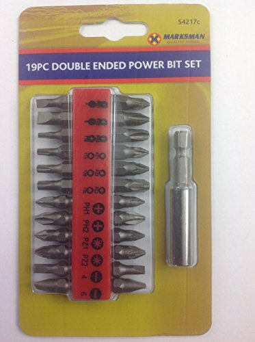 Power Tool Bit Set 19pc Double pozidrive pozi PZ2 Screwdriver Flat torx Star PH1