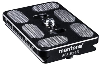 Mantona 21468 Schnellwechselplatte für Fortress Kugelkopf Arca Swiss, 60 mm schwarz