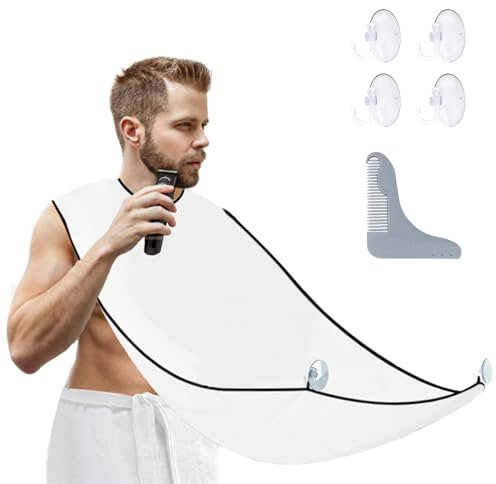 Beard Trimmer Catcher, JT JUSTIME Beard Shaving Apron Bib Moustache Grooming Kit with Shaping Tool for Men's Trimming Hair Cutting Cape