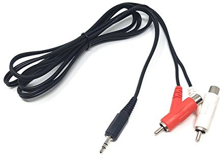 MainCore 1.5m Long 3.5mm Jack to 2 x RCA Twin Phono + STACKABLE Female Y Plugs/Stereo Audio Cable Lead Cord Extension Extender