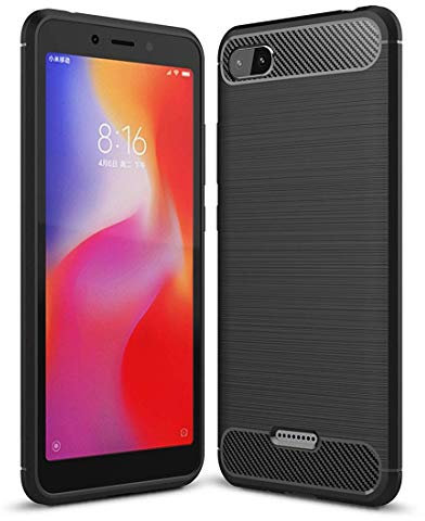 König Design Handyhülle kompatibel mit Xiaomi Redmi 6A Silikon Case Hülle Sturzsichere Back-Cover Handyhülle - Carbon - Schwarz