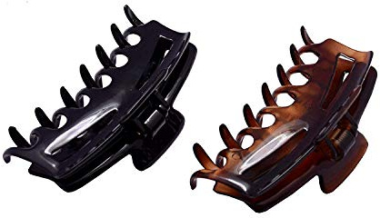 Parcelona French Bend - Pinzas para el pelo, diseño de concha de tortuga estrecha y mordaza de celulosa negra