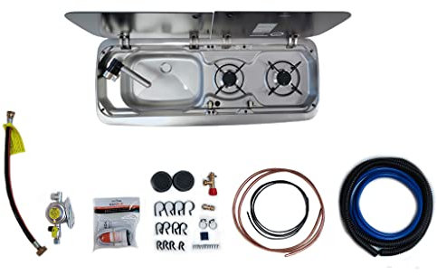 Smev 9222 Left-Hand Sink with Hob - Micro-Switch Tap - Pump - Truma Regulator - Template - 10L Water Container Campervan Motorhome RV