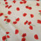 Stoff Meterware Baumwolle natur rot Mohn Blumen Blüten Schrift pflegeleicht Dekostoff Vorhangstoff