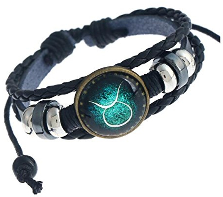 MeiPing Astrological Design 12 Armband Unisex Leder Sternbild, One Size, Leder
