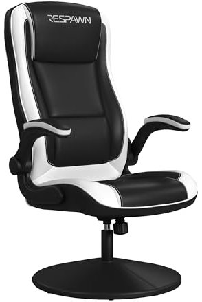 RESPAWN-800 Racing Style Gaming Rocker Chair, Rocking Gaming Chair, in White (RSP-800-BLK-WHT)