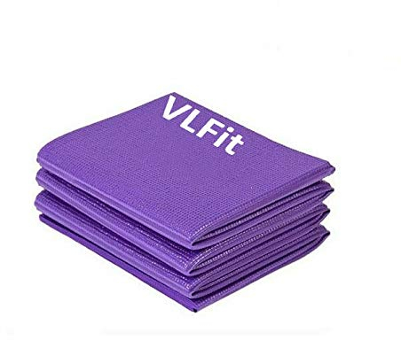 VLFit Klappbare Matte, Fitness, Yoga, Pilates - 6mm Sportmatte, rutschfest- Reise Yogamatte faltbar (LILA)