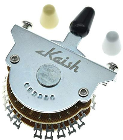 KAISH Gitarre 5-Wege Super Switch Pickup Selector Super 4-polig Double Wafer für Strat/Tele Gitarren mit schwarz/elfenbeinfarben/weißen Spitze