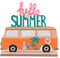 Amosfun Aufsteller Holz Schriftzug Bus Hello Summer Holzschrift Tropischer Stil Desktop Ornament DIY Sommer Frühling Luau Party Hawaiianische Deko Tischdeko Büro Zuhause Dekoration