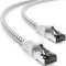 deleyCON 20m CAT7 LAN Kabel - Netzwerkkabel mit Kupfer & Nylonmantel - AWG27 600 MHz 10 Gbit/s S-FTP (PIMF) RJ45 Patchkabel Ethernetkabel für Internet DSL Router - Weiß