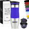 Milu Thermobecher 450ml mit Gravur - als Geschenk-Idee Ostern, Vatertag, Muttertag, Weihnachten, Einschulung, Liebesgeschenk, Geburtstag, Frauen und Männer Mama Papa Kinder (Blau + Gravur)