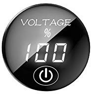 ihreesy Voltímetro Digital con Pantalla LED,DC 5V-48V Medidor de Voltaje Pantalla Capacidad Batería Voltímetro con Interruptor de Pantalla Táctil para Barco de Camión Motocicleta del Coche,Luz Blanca