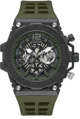 GUESS Damen analog Quarz Uhr mit Silikon Armband GW0325G2