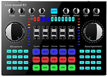 POHOVE Tablero Mezclador de Sonido Profesional inalámbrico Bluetooth Tarjeta de Sonido en Vi-vo Cambiador de Voz Mezclador de Audio DJ Junta de Sonido 27 Efectos de Sonido Mezclador para transmisión