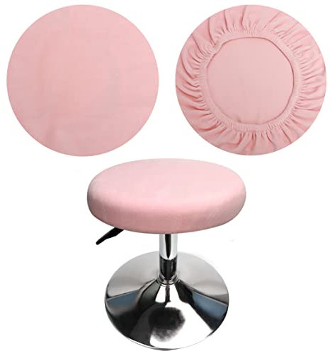 HuaLiSiJi Hockerbezug Rund Rosa 30-40cm, Luxuriöser Stoff, Rund Dehnbar Knitterfrei Waschbar Staubdicht Hocker Bezug (1Pcs Rosa)