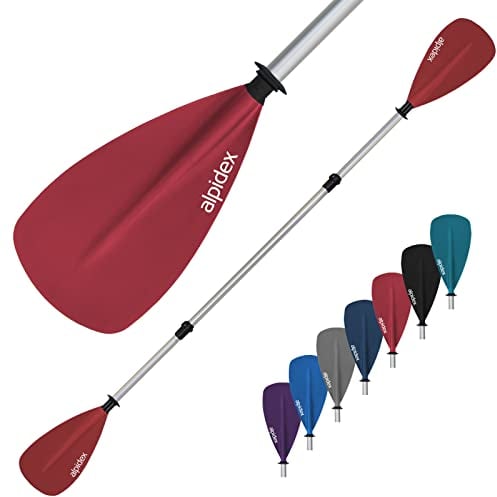 ALPIDEX 2 in 1 Paddel SUP Kajak Verstellbar Leicht Doppelpaddel Teleskoppaddel 160-207cm Aluminium Stechpaddel Stand Up Paddle Board Kajakfahren, Farbe:rot