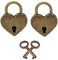 Lot de 2 petits cadenas en métal en forme de cœur - Cadenas anciens - Pour bagages, sacs, journaux, journaux, coffres au trésor, boîte à bijoux, boîte en bois