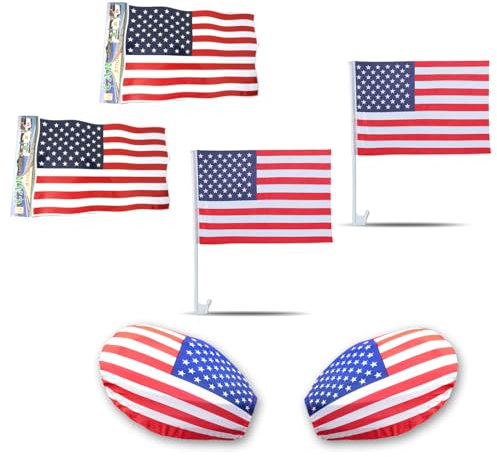 Sonia Originelli Fan-Paket-3XXL Auto WM Länder Fussball Flaggen Außenspiegel Sticker Farbe USA