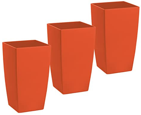 ECOMACETAS FLOWERPOT STORE Maceta de Colores de Plástico. Alargada Rectangular Decorativa 26 cm De Alto (Rojo Coral, 3)