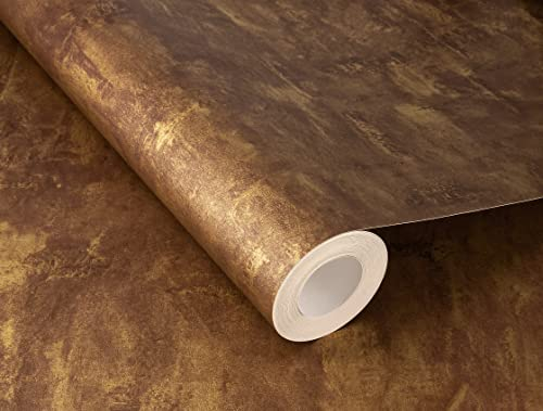 Rasch Tapete 499711 - Vliestapete Braun Gold Metallic Used-Look Beton Optik aus der Kollektion Factory V