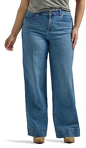 Lee Women's Plus Size Legendary High Rise Trouser Jean, Elevated Retro, 18 Plus Petite